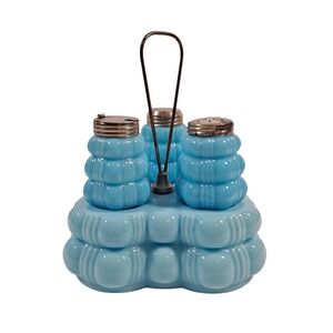 Antique Dithridge & Sons Condiment Set Salt/Pepper Shakers/Mustard Crease Bale